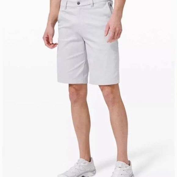 Lululemon Short Qwick Oxford 11” Relaxed Sz 30 Rare NWT Grey BLK/White Golf Work - Picture 7 of 13